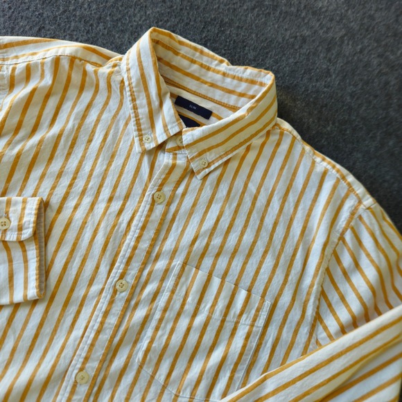 GAP Other - GAP Button Down Shirt 100% Cotton M Yellow Striped Slim Fit Long Sleeve Pocket